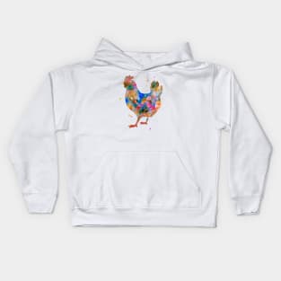 Chicken Watercolor Painting Kids Hoodie